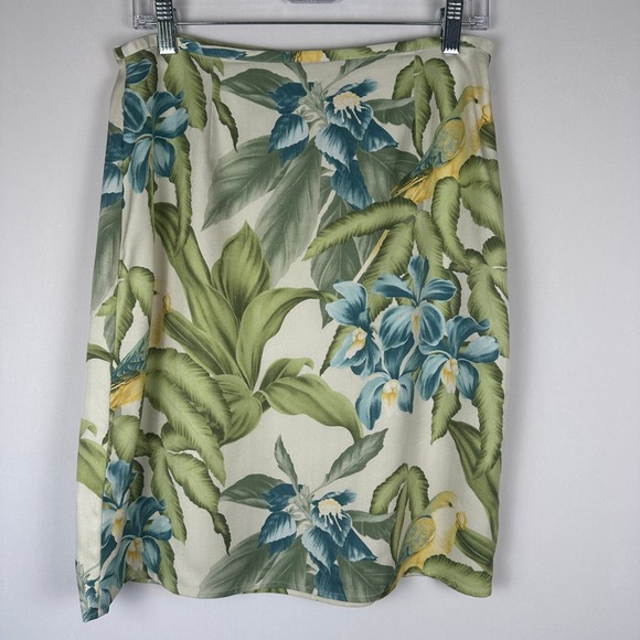 Tommy Bahama Wrap Silk Skirt Womens 10 Tropical Parrot Floral Resortwear Travel - Picture 2 of 9